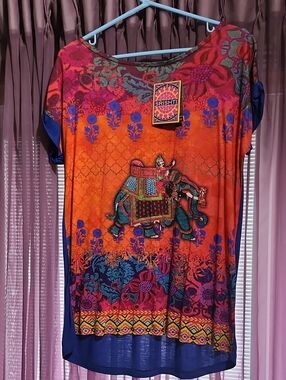 Srishti Colorful Elephant Print Top M